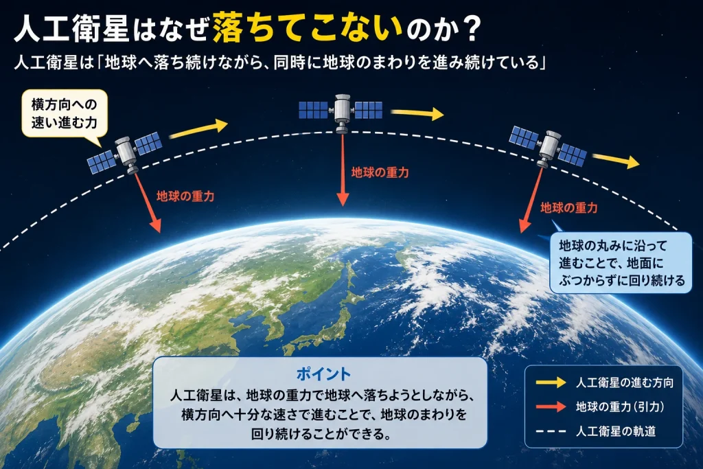 人工衛星はなぜ落ちてこないのか?